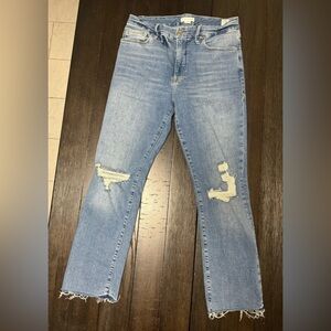 Good American jeans. Straight frayed leg, 8/29, Indigo, very good condition.